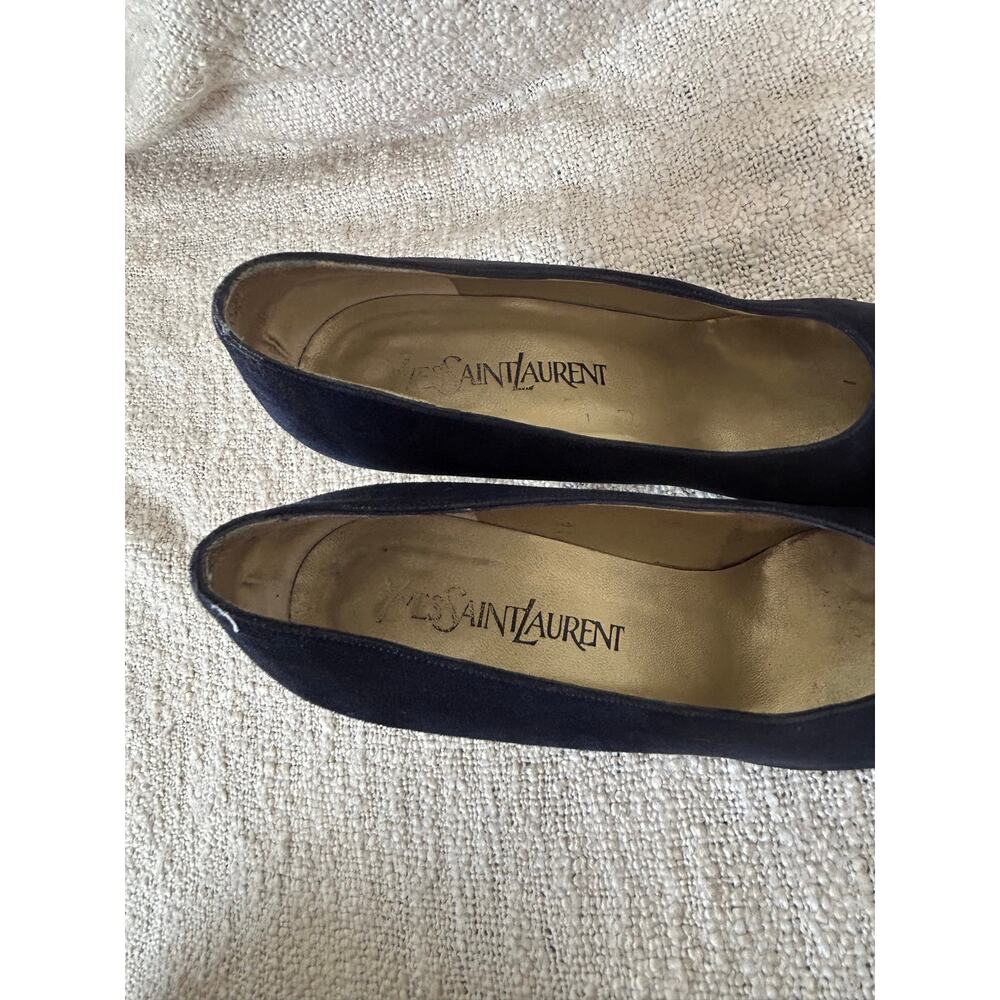 Vintage Yves Saint Laurent Navy Blue Suede Pumps Size 6.5 - Picture 4 of 9